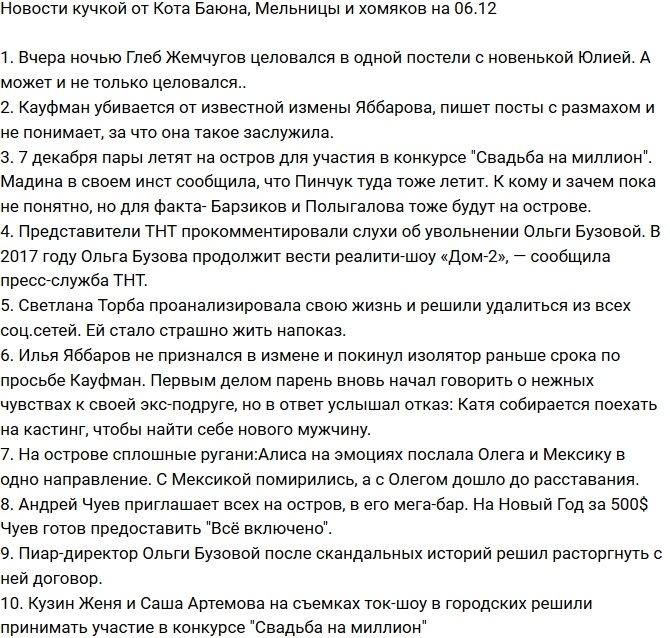 Новости проекта на 6.12.2016 от Кота Баюна Новости проекта на 6.12.2016 от Кота Баюна
