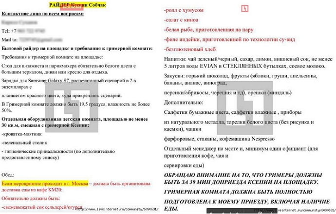 Райдер Ксении Собчак шокировал организаторов «Премии Муз-ТВ 2017» Райдер Ксении Собчак шокировал организаторов «Премии Муз-ТВ 2017»