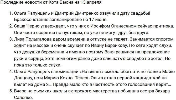 Кот баюн кто озвучивает. Текст новостей. Текст свежие новости. Последние новости текст. Дом 2 последние новости от кота Баюна.