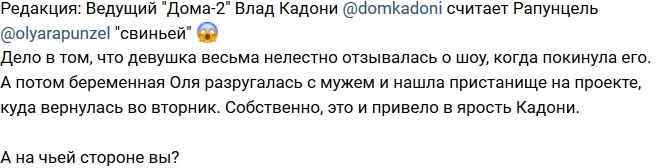 Блог Редакции: Влад Кадони обозвал Рапунцель «свиньей» Блог Редакции: Влад Кадони обозвал Рапунцель «свиньей»