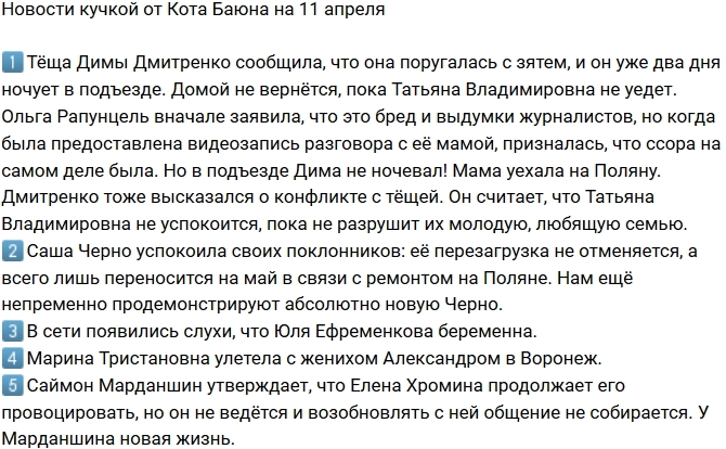 Новости проекта на 11.04.2018 от Кота Баюна Новости проекта на 11.04.2018 от Кота Баюна