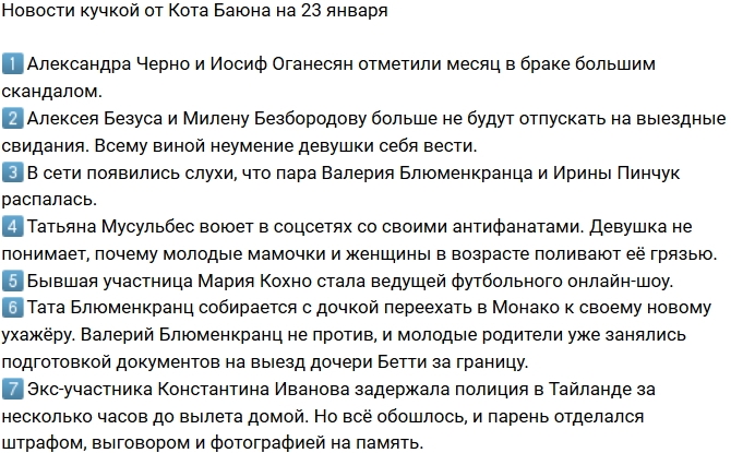 ������� ������� �� 23.01.2019 �� ���� �����