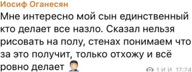 Иосиф Оганесян не может справиться с сыном и использует жёсткие методы воспитания Иосиф Оганесян не может справиться с сыном и использует жёсткие методы воспитания